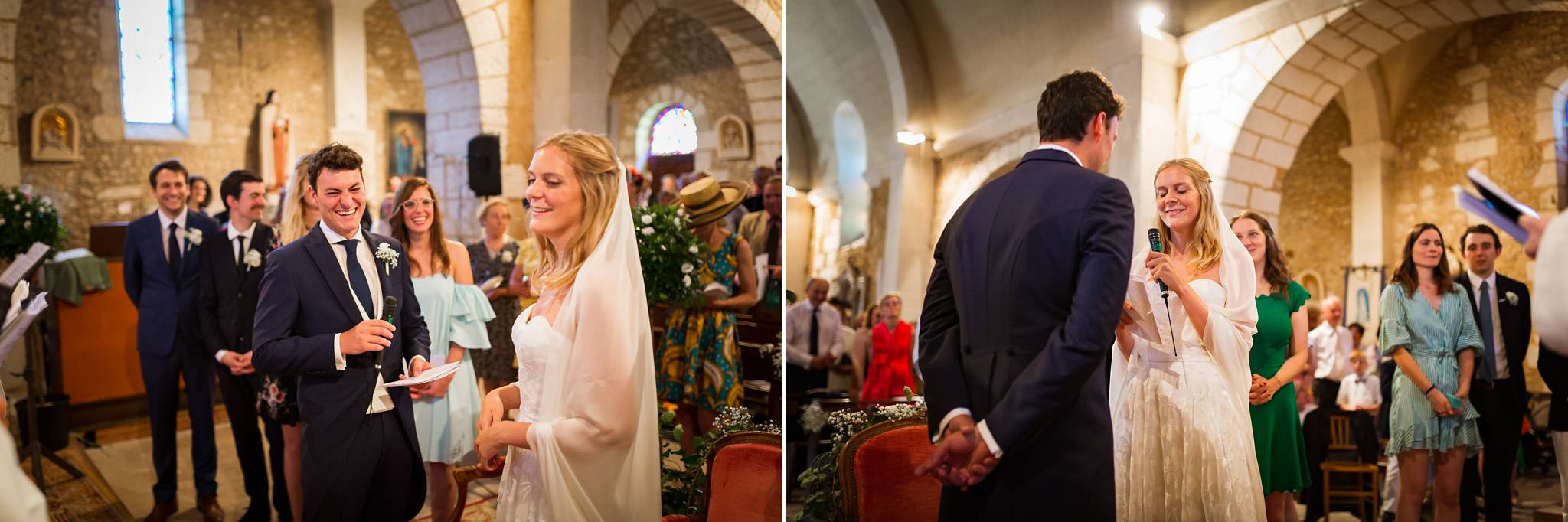 Reportage photos du mariage civil et religieux de Domitille et Maxime à Jaure en Dordogne. Un mariage dans le jardin, à la maison.