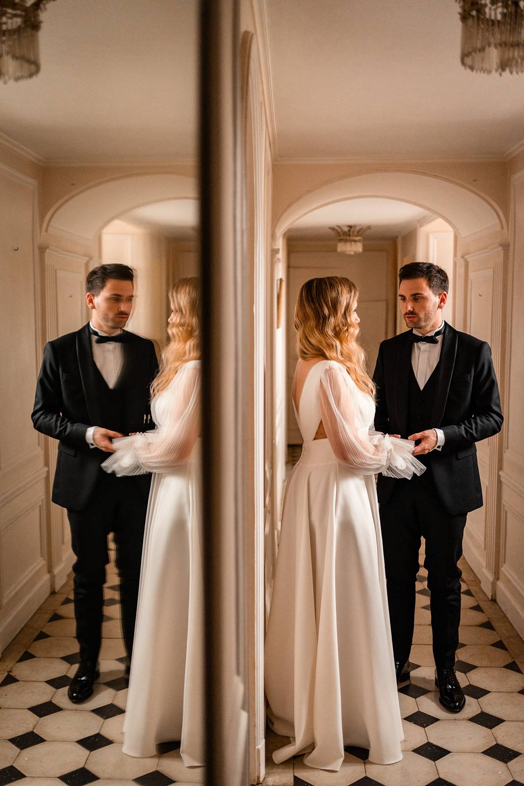 Mariage au Château de Courtalain, chic et bohème. Photos d'un first look (premier regard) mariage en Eure-et-Loir.