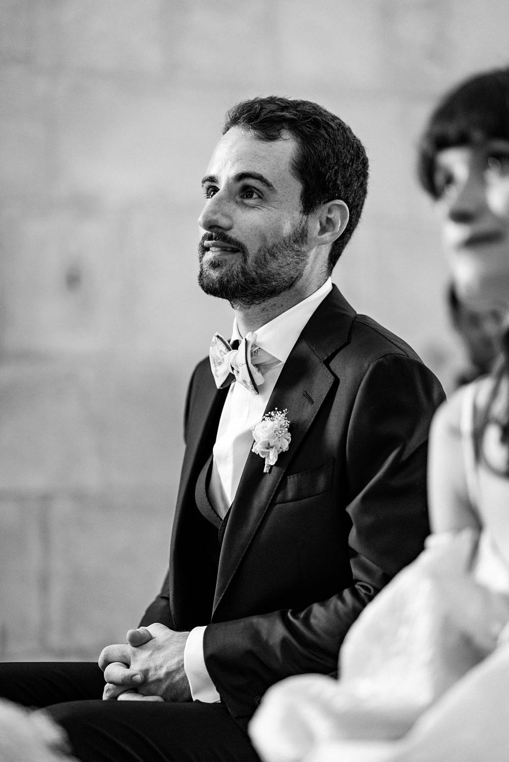 Mariage au Château Flojague proche de Saint-Emilion en Gironde, photos de cérémonie religieuse à l'église Saint-Pierre de Lugaignac.