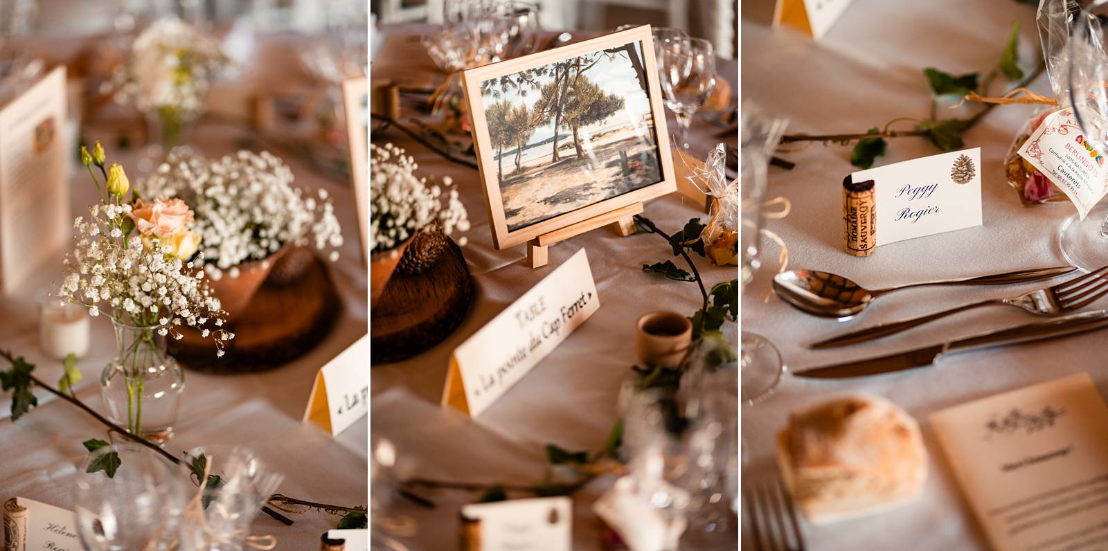 Mariage au Château Flojague proche de Saint-Emilion en Gironde, photos de la décoration de la salle.