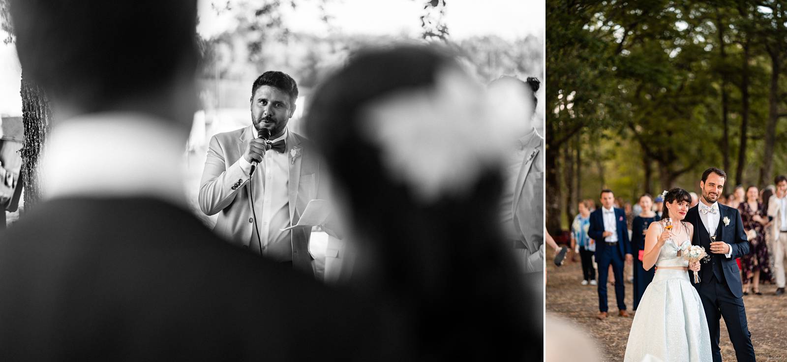 Mariage au Château Flojague proche de Saint-Emilion en Gironde, photos du vin d'honneur sous les arbres.