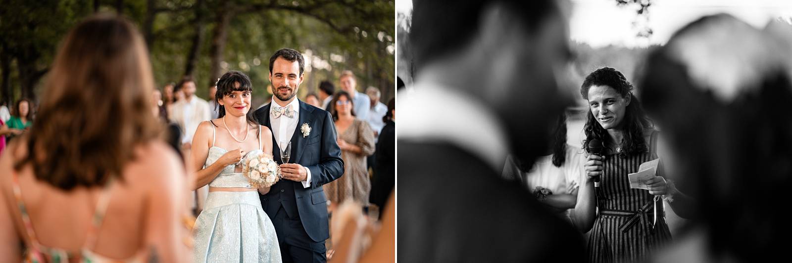 Mariage au Château Flojague proche de Saint-Emilion en Gironde, photos du vin d'honneur sous les arbres.