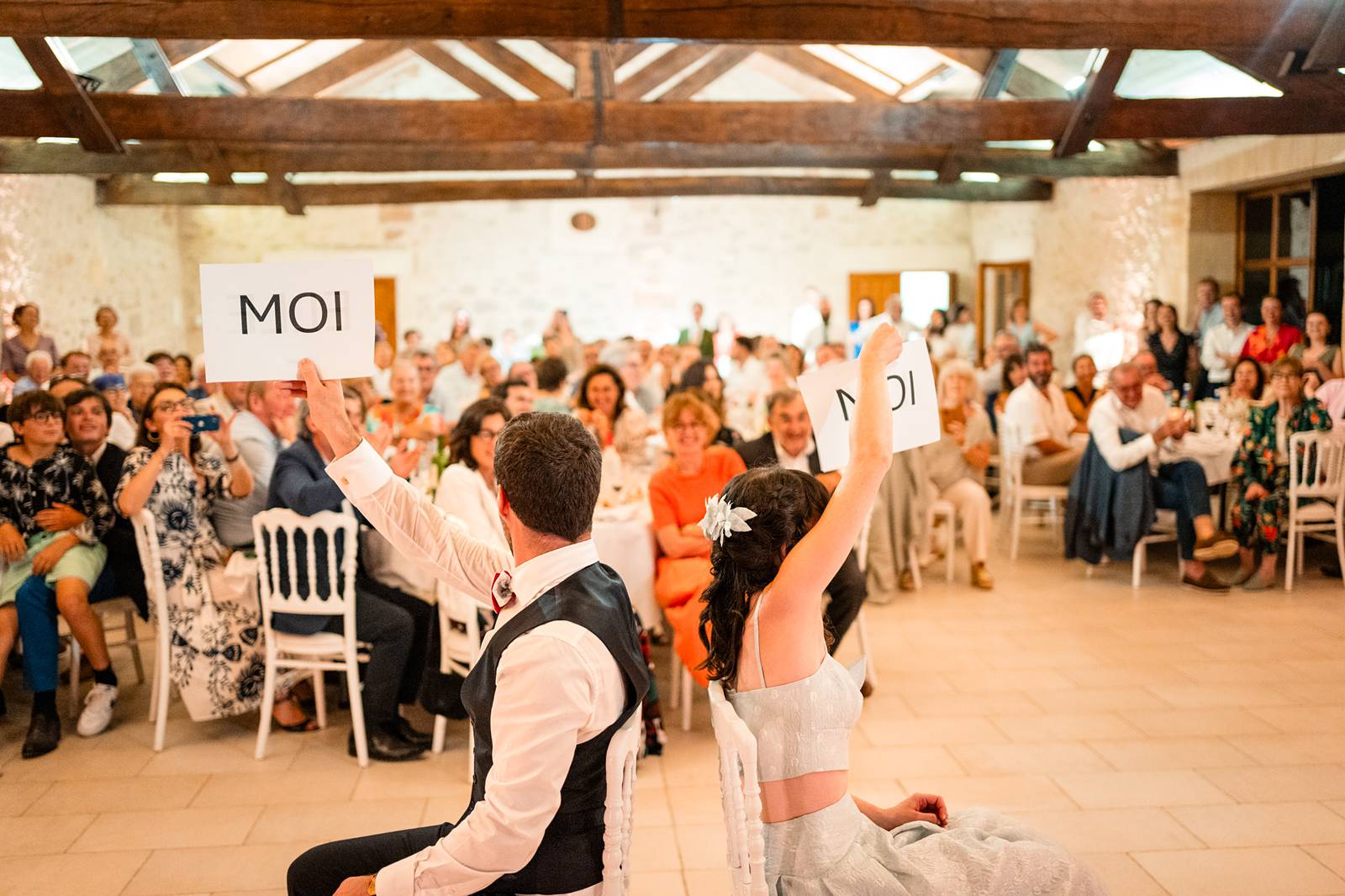 Mariage au Château Flojague proche de Saint-Emilion en Gironde, photos du repas de mariage.