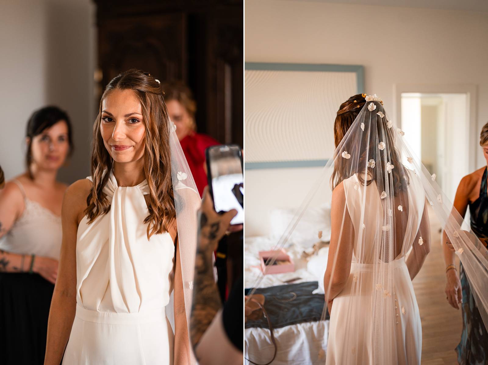 Photographe et reportage photo d'un mariage religieux au Domaine de La Fauconnie en Dordogne organisé par une Wedding planner avec un traiteur eco-responsable.