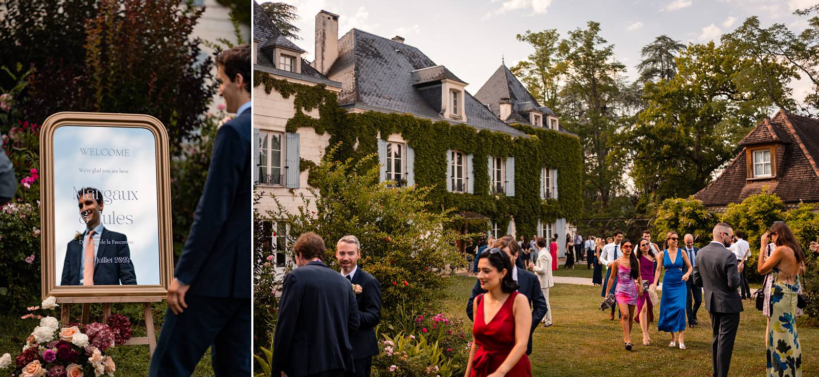 Photographe et reportage photo d'un mariage religieux au Domaine de La Fauconnie en Dordogne organisé par une Wedding planner avec un traiteur eco-responsable.