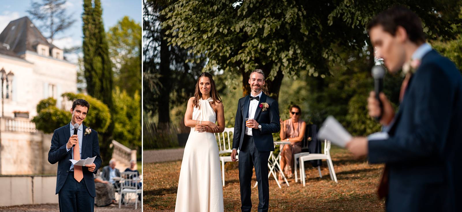 Photographe et reportage photo d'un mariage religieux au Domaine de La Fauconnie en Dordogne organisé par une Wedding planner avec un traiteur eco-responsable.