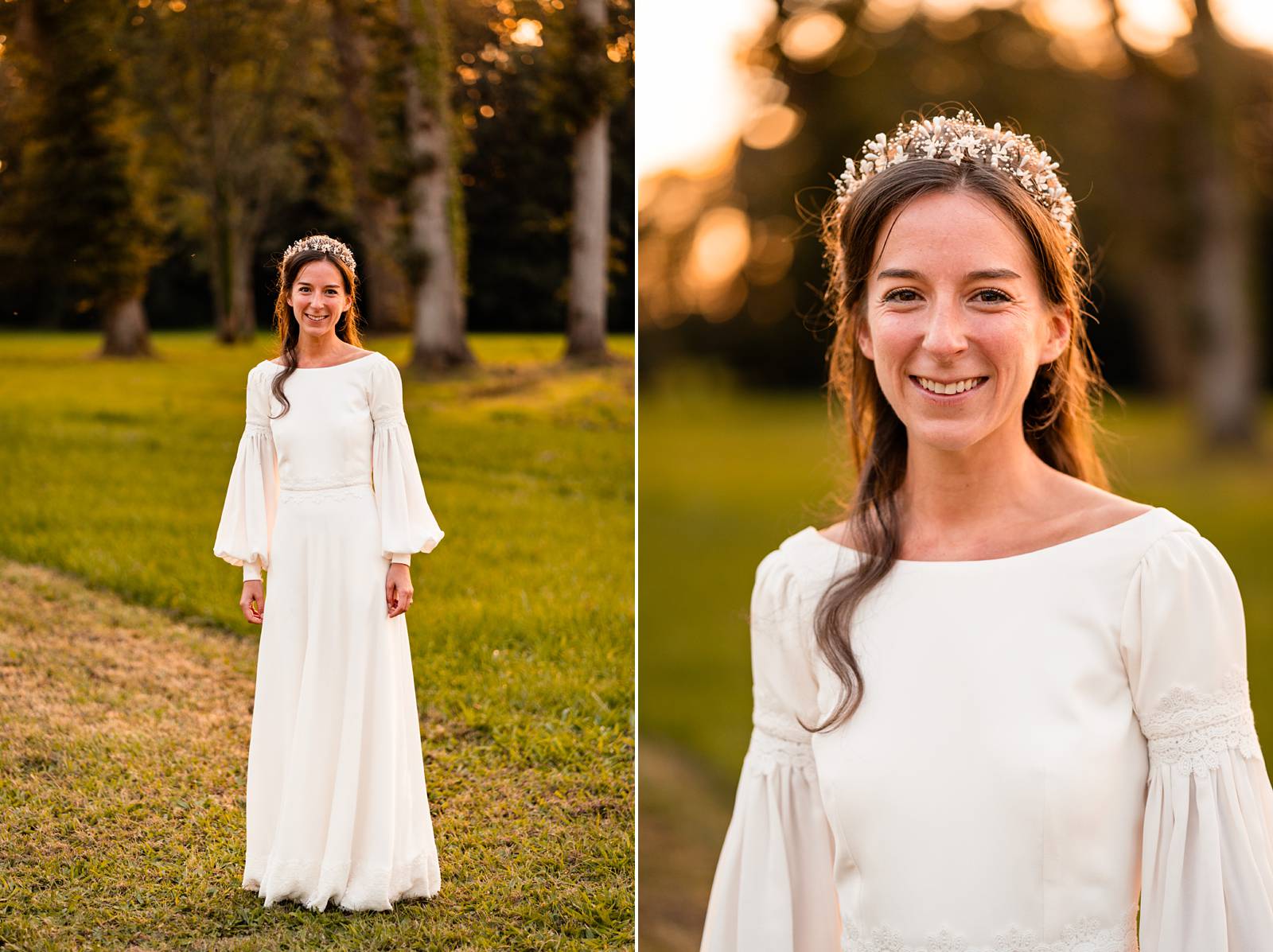 Mariage dans un domaine privé en Normandie, entre Rouen et Le Havre. Cérémonie religieuse. Réception dans le jardin et sous chapiteau en bambou.