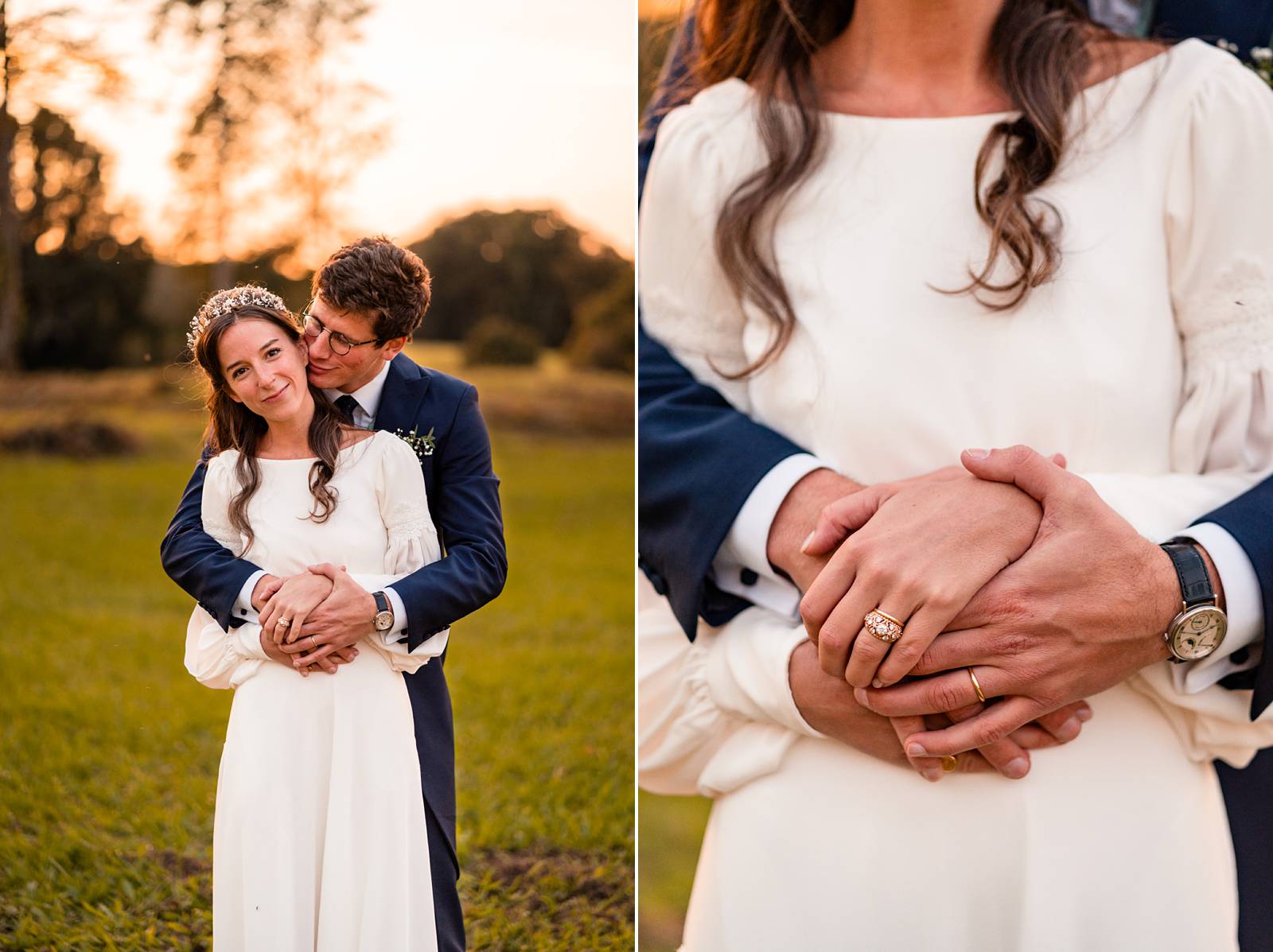 Mariage dans un domaine privé en Normandie, entre Rouen et Le Havre. Cérémonie religieuse. Réception dans le jardin et sous chapiteau en bambou.