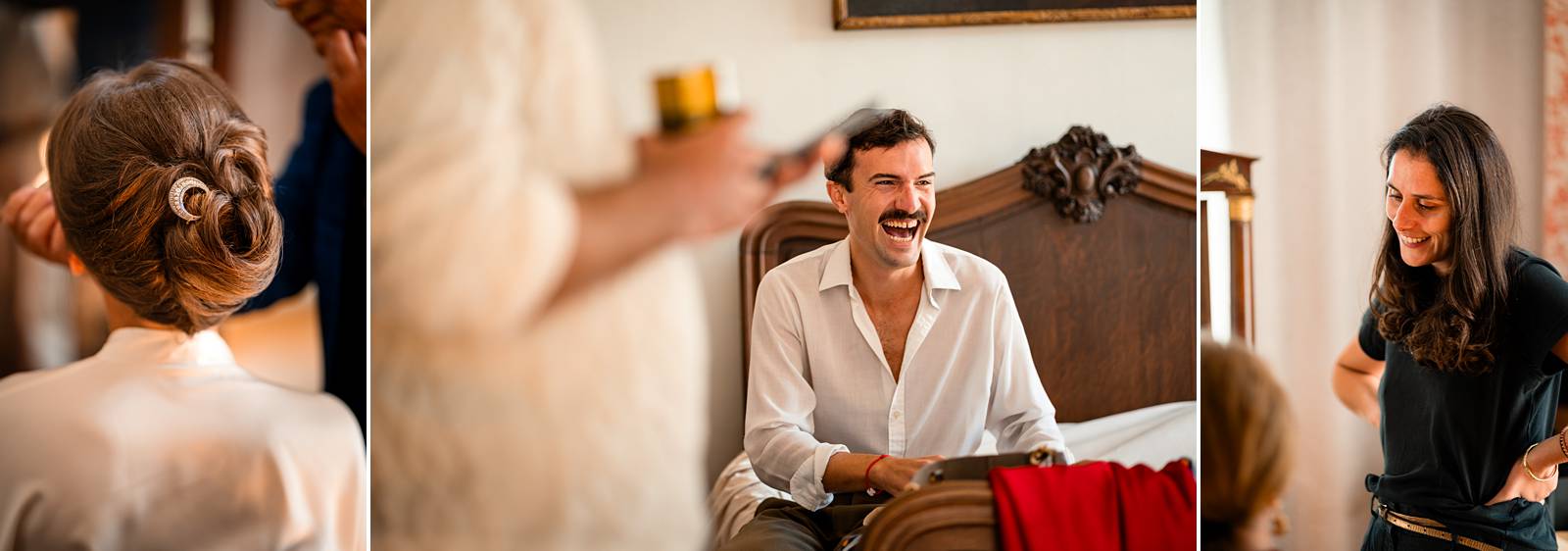 Mariage dans un domaine privé en Normandie, entre Rouen et Le Havre. Cérémonie religieuse. Réception dans le jardin et sous chapiteau en bambou.