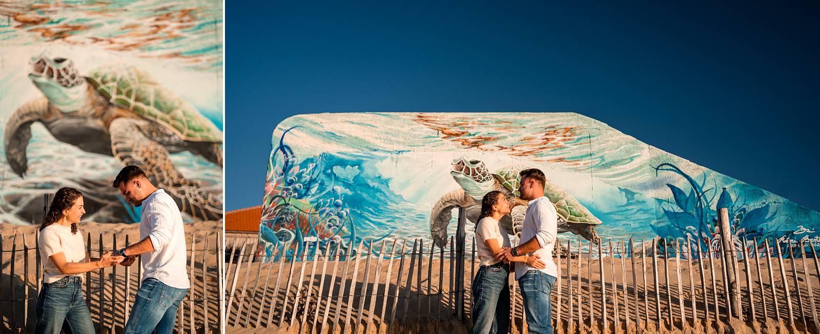 Photos de la séance engagement de Laura et Tristan à Vieux-Boucau Plage, avant leur mariage en Gironde.