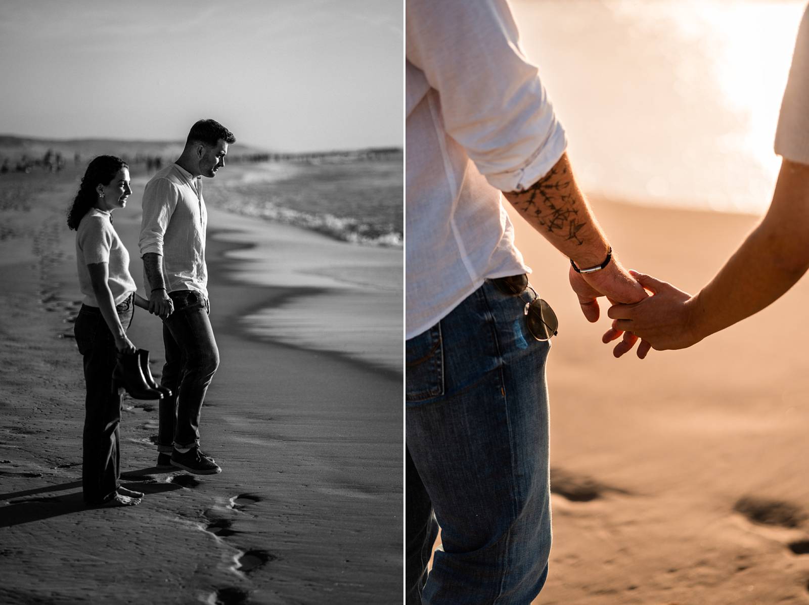 Photos de la séance engagement de Laura et Tristan à Vieux-Boucau Plage, avant leur mariage en Gironde.