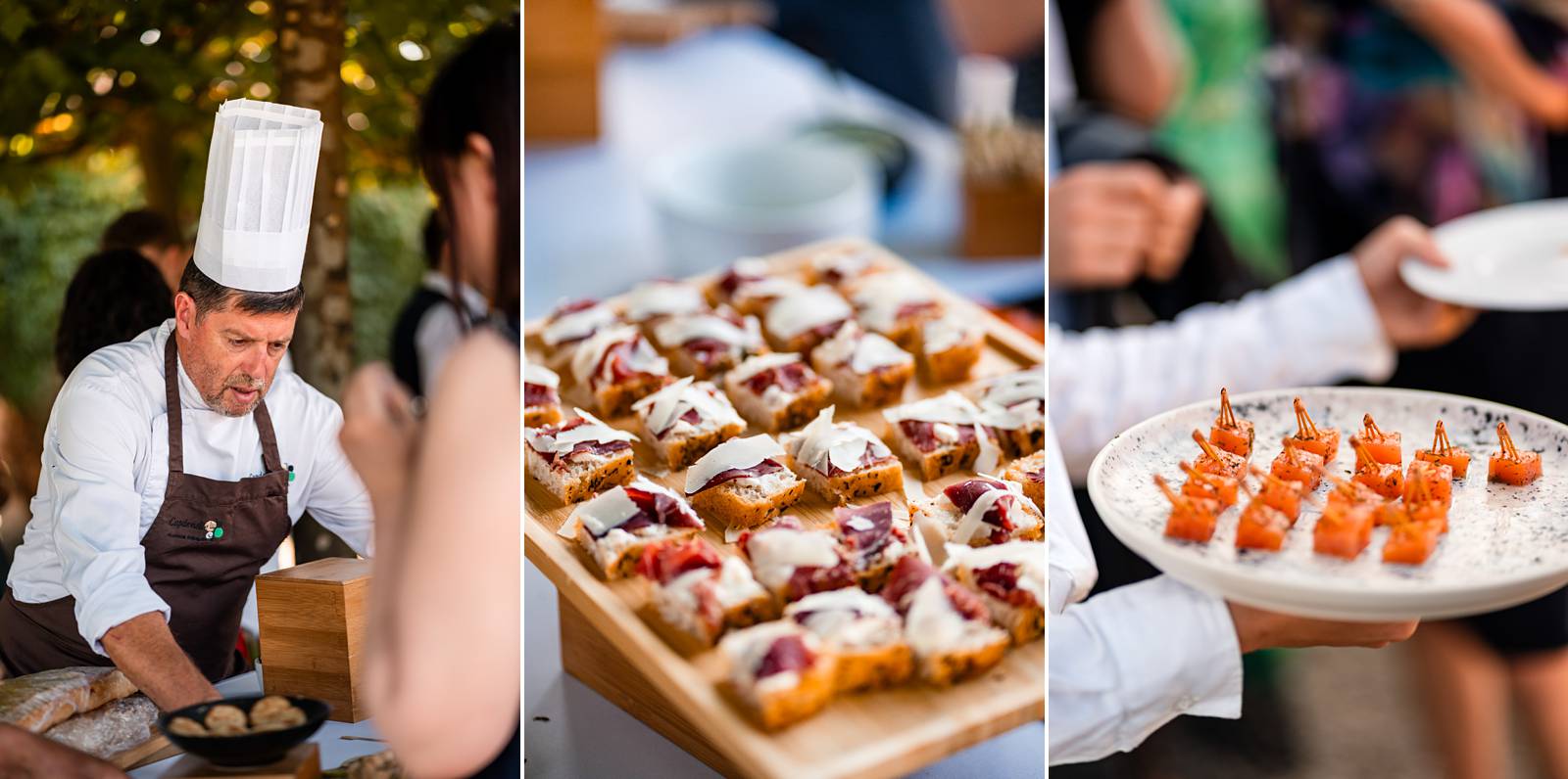 Traiteur mariage et petits fours pendant le vin d’honneur dans les jardins du Château Smith Haut Lafitte