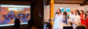 Jeu interactif Kahoot pendant le dîner de mariage, les invités jouent avec leur smartphone