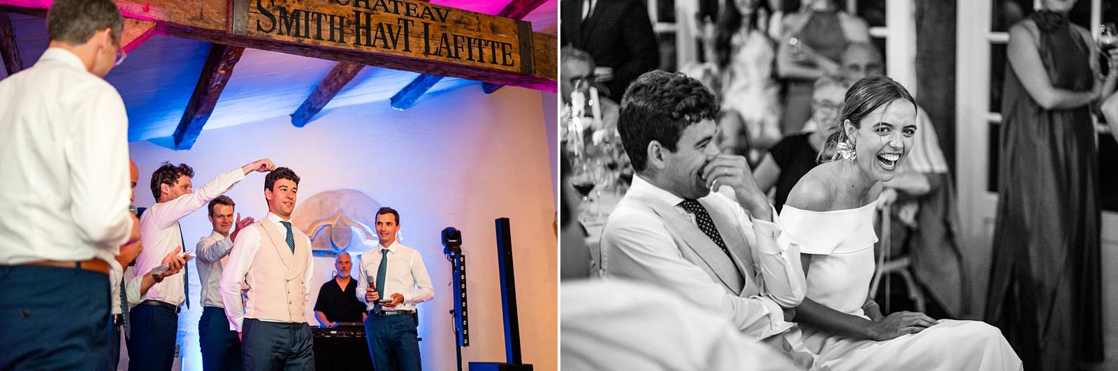 Photographe de mariage en Gironde : découvrez un reportage naturel et élégant d’un mariage religieux au Château Smith Haut Lafitte en passant par le Château d’Eck et l’église de La Brède.