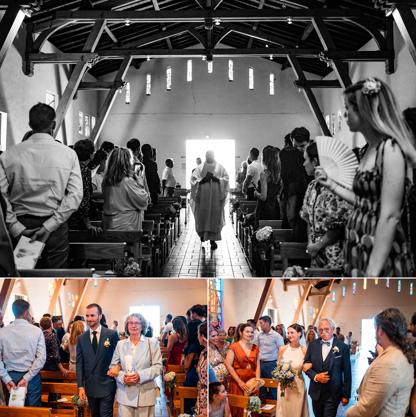 Mariage religieux à l’église Saint-Louis des Abatilles, au cœur des pins d’Arcachon.