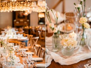 Réception haut de gamme au Château de Garde – tables décorées avec raffinement.