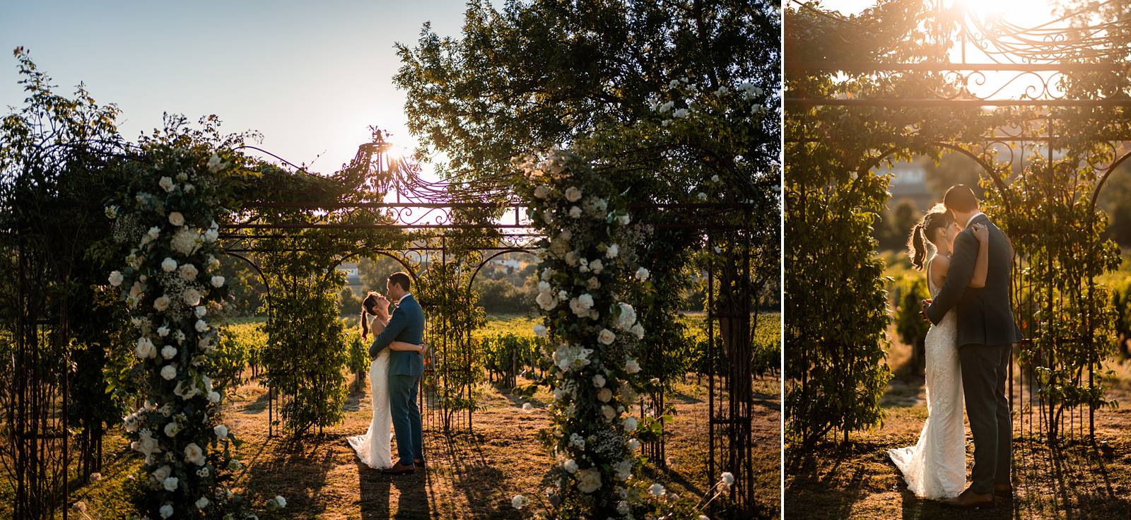 Photos de couple au coucher de soleil au Château de Garde