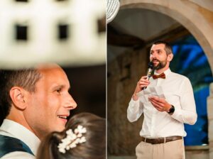 Réception haut de gamme au Château de Garde – tables décorées avec raffinement.