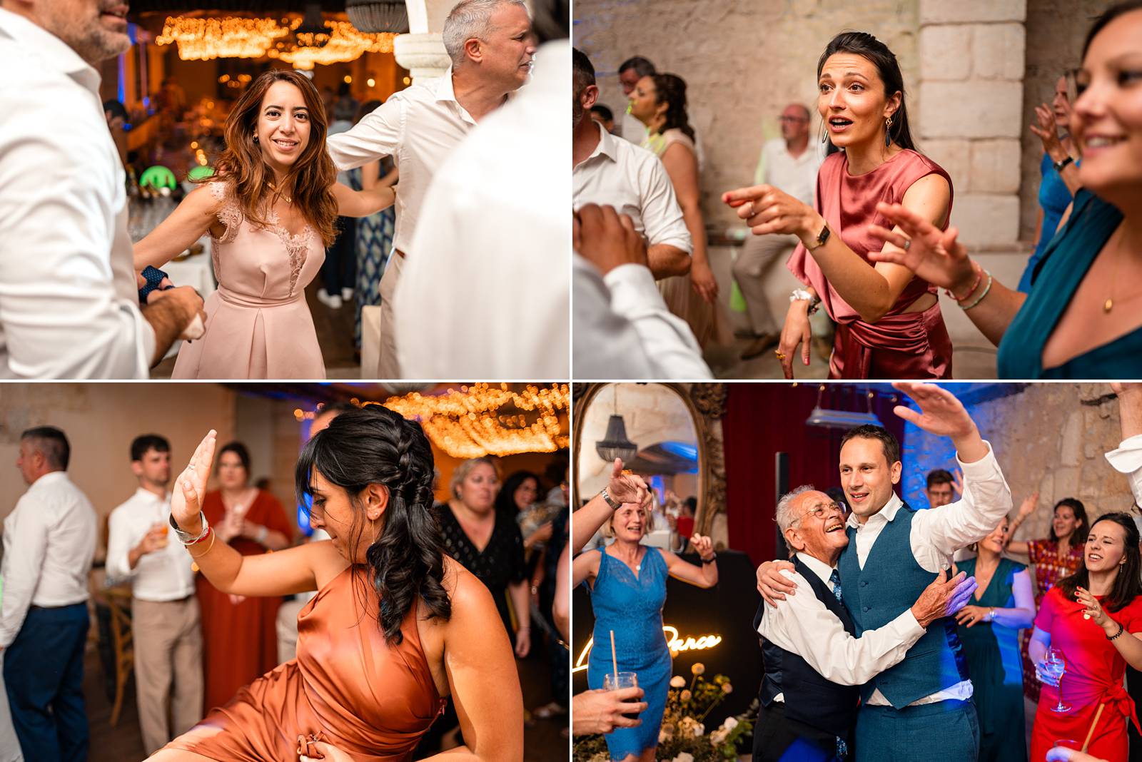Ambiance festive lors de la soirée de mariage au Château de Garde.