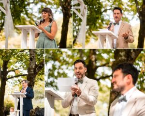 Le discours des témoins lors de la cérémonie laïque.