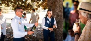 Toast champagne après la cérémonie civile avec les invités