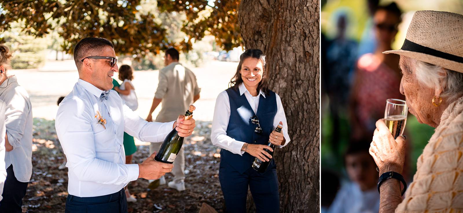 Toast champagne après la cérémonie civile avec les invités
