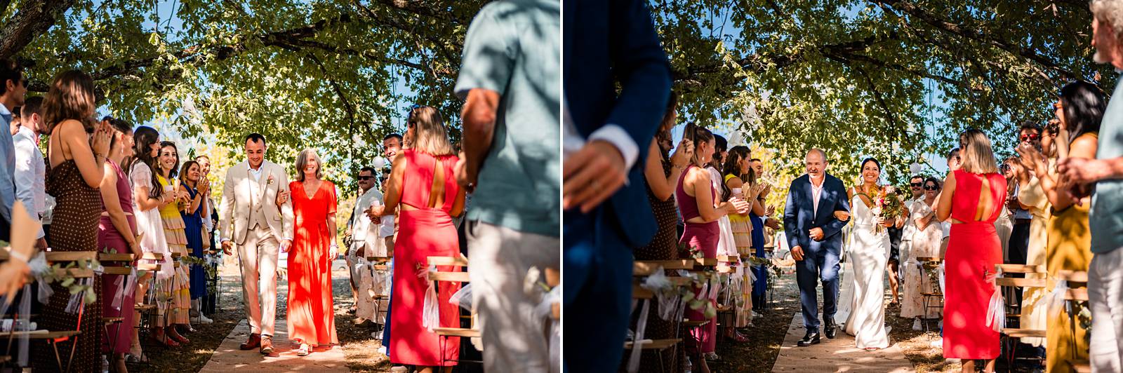 Invités applaudissant l’entrée des mariés