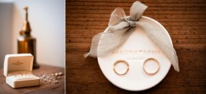 Accessoires de mariage posés sur la table du Domaine de Gaïa