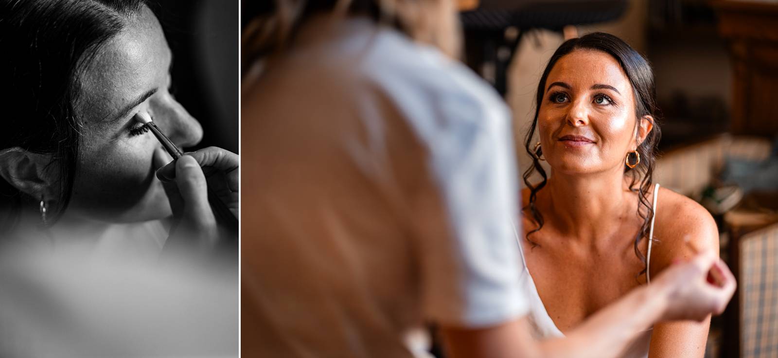 Préparatifs de la mariée au Domaine de Gaïa avec maquillage et coiffure