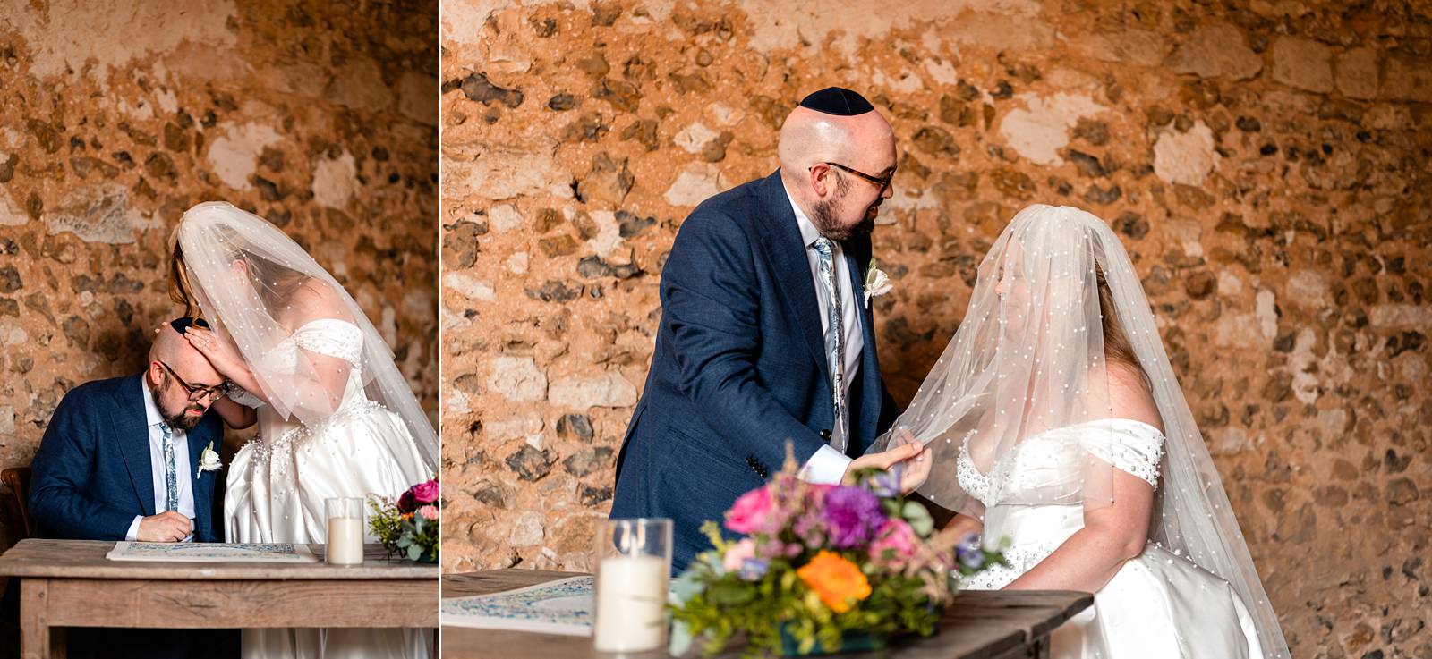 Jewish wedding veiling at Château de Bonnemare.