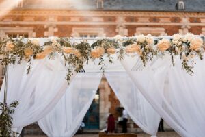 Jewish wedding Outdoor Chuppah Ceremony at Château de Bonnemare.