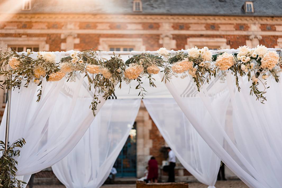 Jewish wedding Outdoor Chuppah Ceremony at Château de Bonnemare.