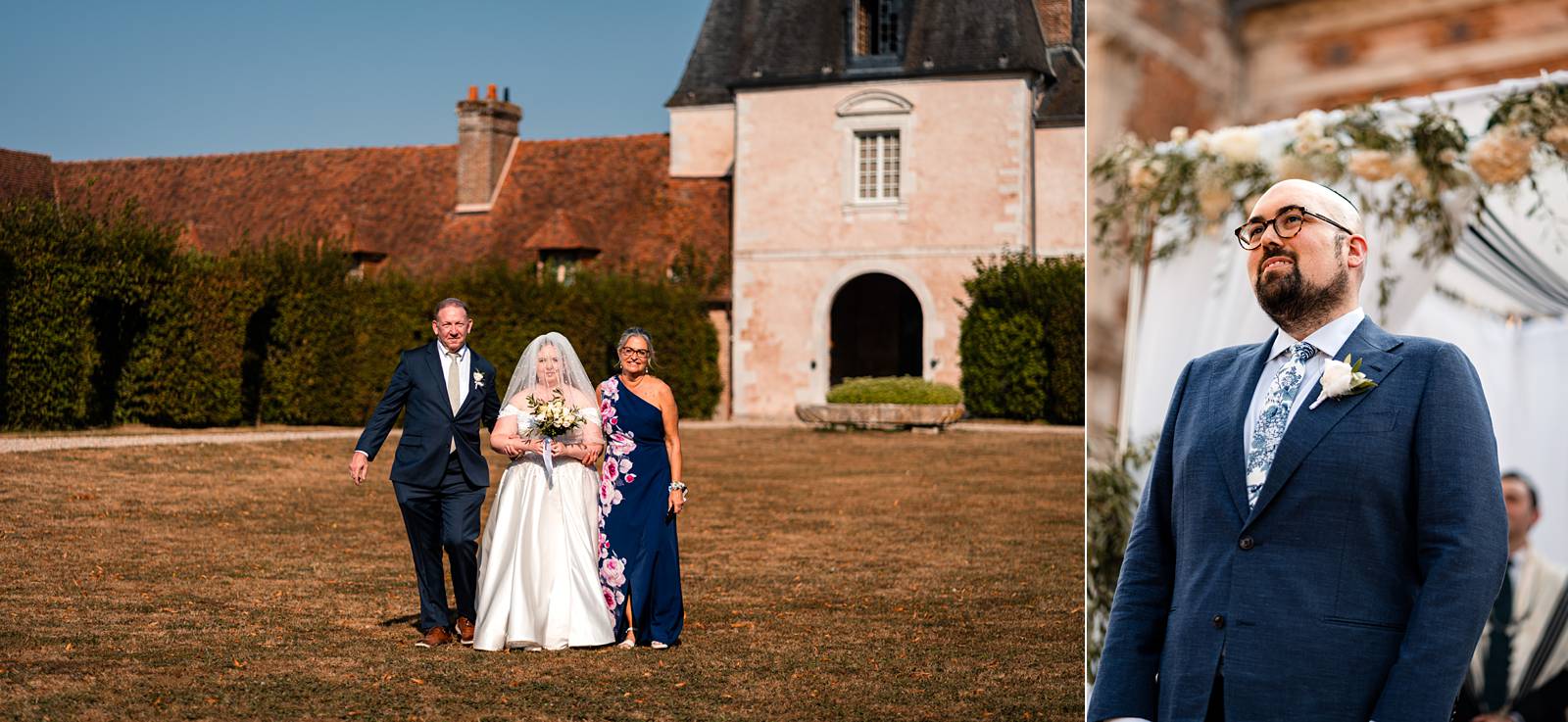 Jewish wedding Outdoor Chuppah Ceremony at Château de Bonnemare.