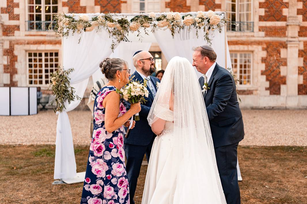 Jewish wedding Outdoor Chuppah Ceremony at Château de Bonnemare.