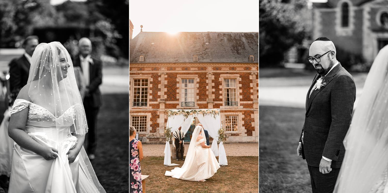 Jewish wedding circling of the groom at Château de Bonnemare.
