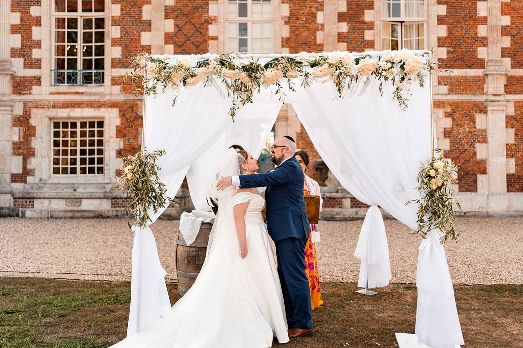 Jewish wedding Outdoor Chuppah Ceremony at Château de Bonnemare.