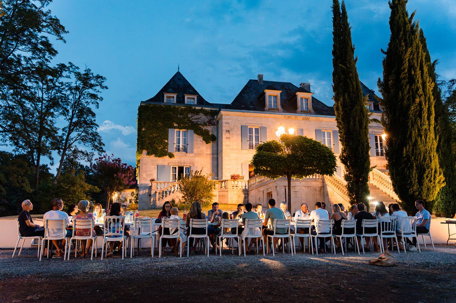 Welcome dinner d'un mariage au Domaine de La Fauconnie