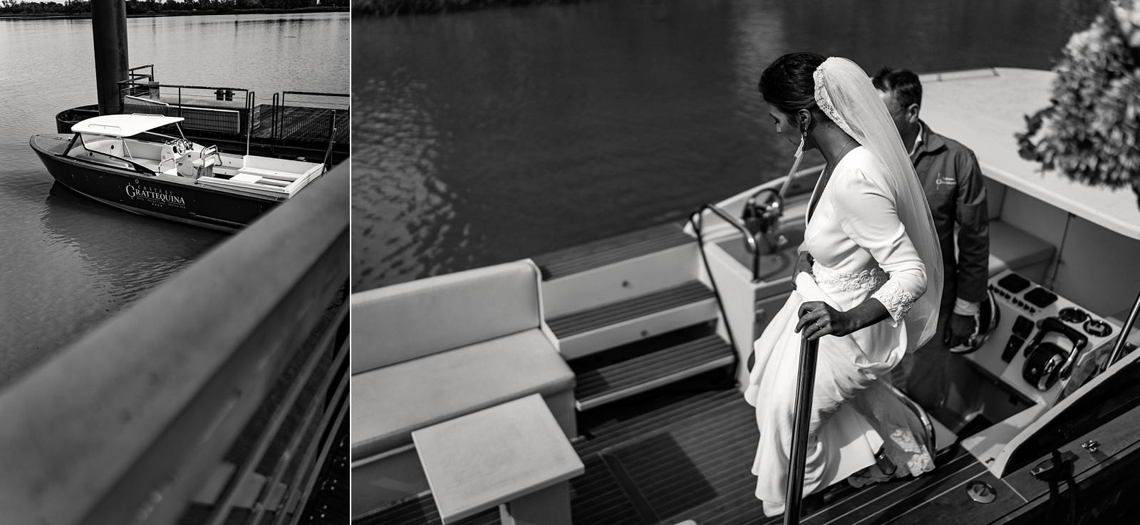 Croisière en bateau lors du mariage au Château Grattequina en Gironde de Juliette et Vincent.